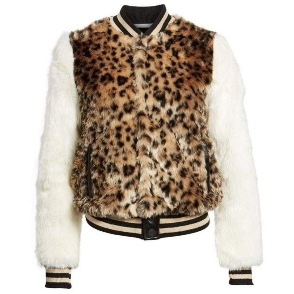 MOTHER Leopard Print Faux Fur Jacket